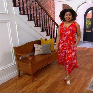 G.I.L.I Petite Jetsetter Printed Jumpsuit (Red Floral Petite Medium)